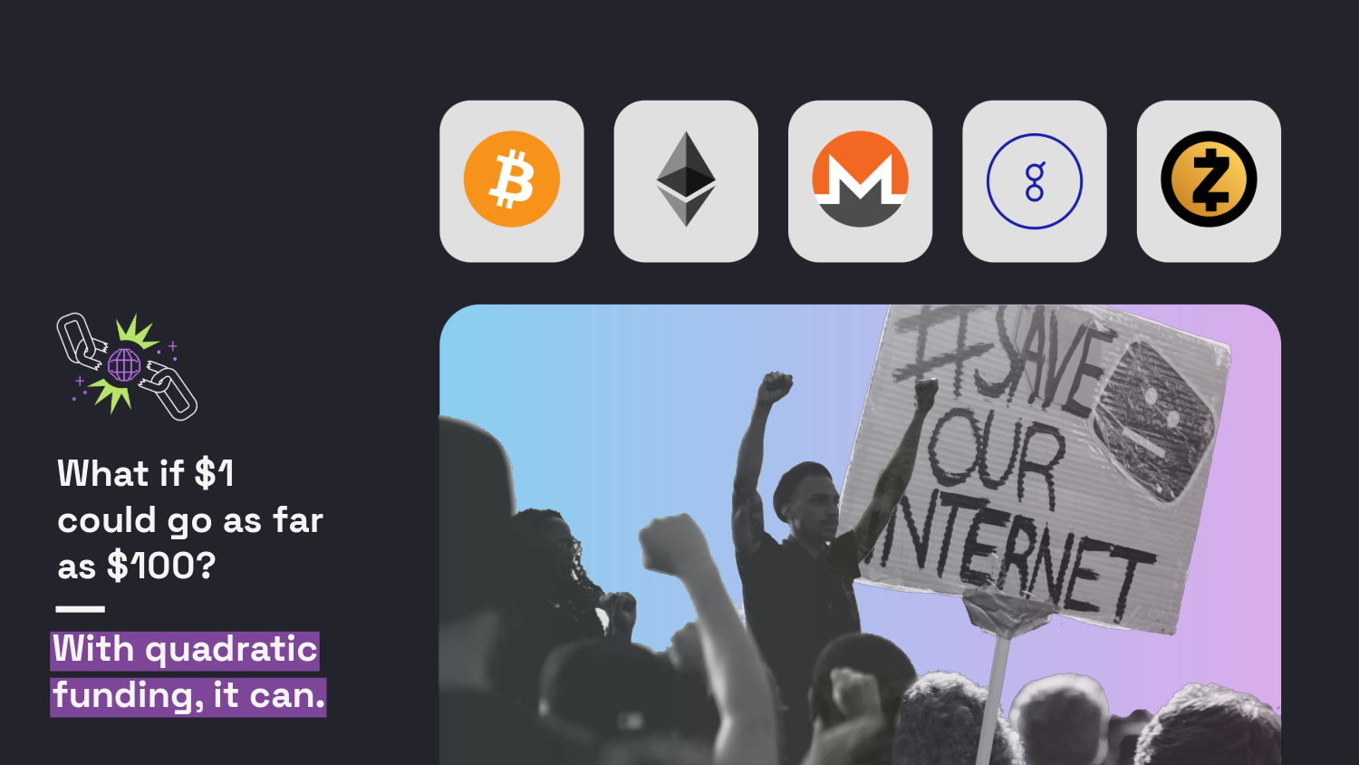 Image Campaign contributions can be made in ETH, BTC, ZEC, XMR, and GLM